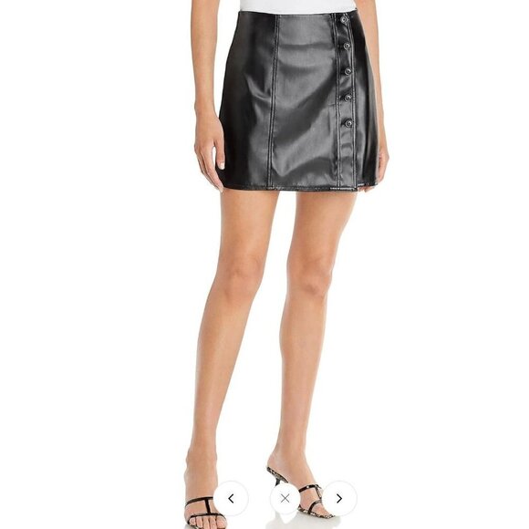 New ATM ANTHONY THOMAS MELILLO Size 10 Faux Leather Button Front Wrap Skirt - Picture 1 of 12